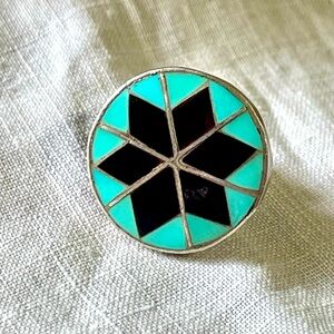 Vintage Zuni Sterling Pinwheel Tie Tack